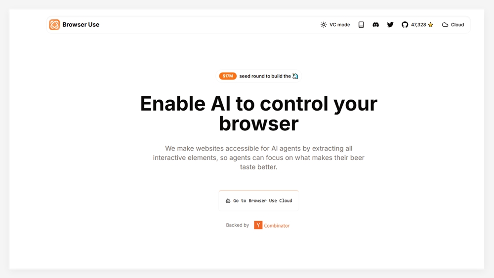 BrowserUse获巨额融资，全力推进AI代理网页浏览“翻译层”技术研发。