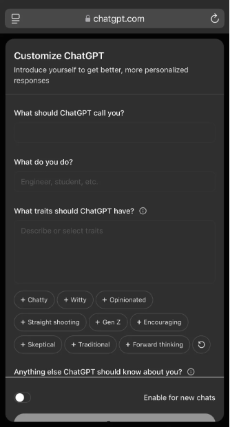 定制你的聊天助手！ChatGPT推出个性化性格设置功能