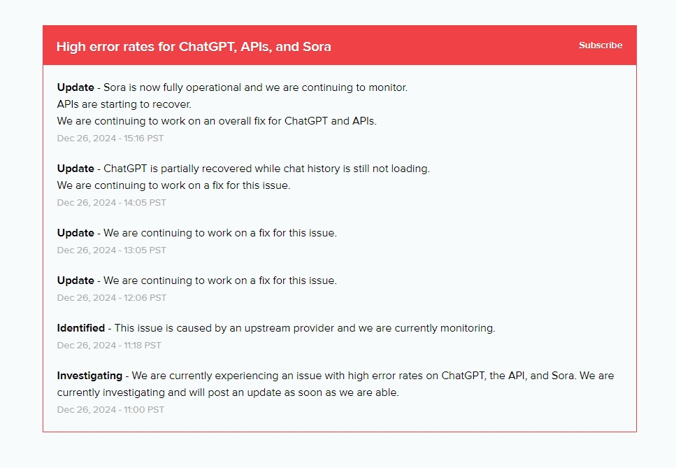 ChatGPT服务器再跳闸OpenAI称修复工作仍在进行中