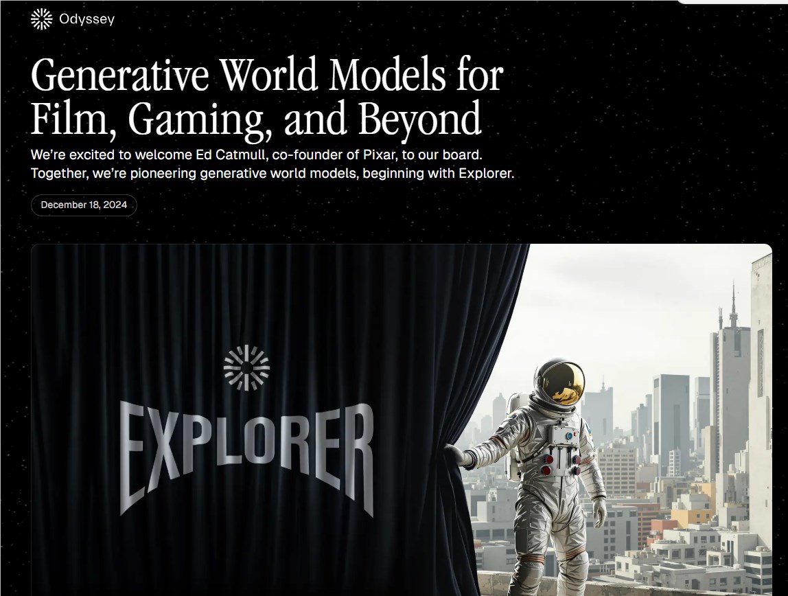 ​AI初创公司Odyssey推新工具Explorer将文字和图像转化为逼真3D世界