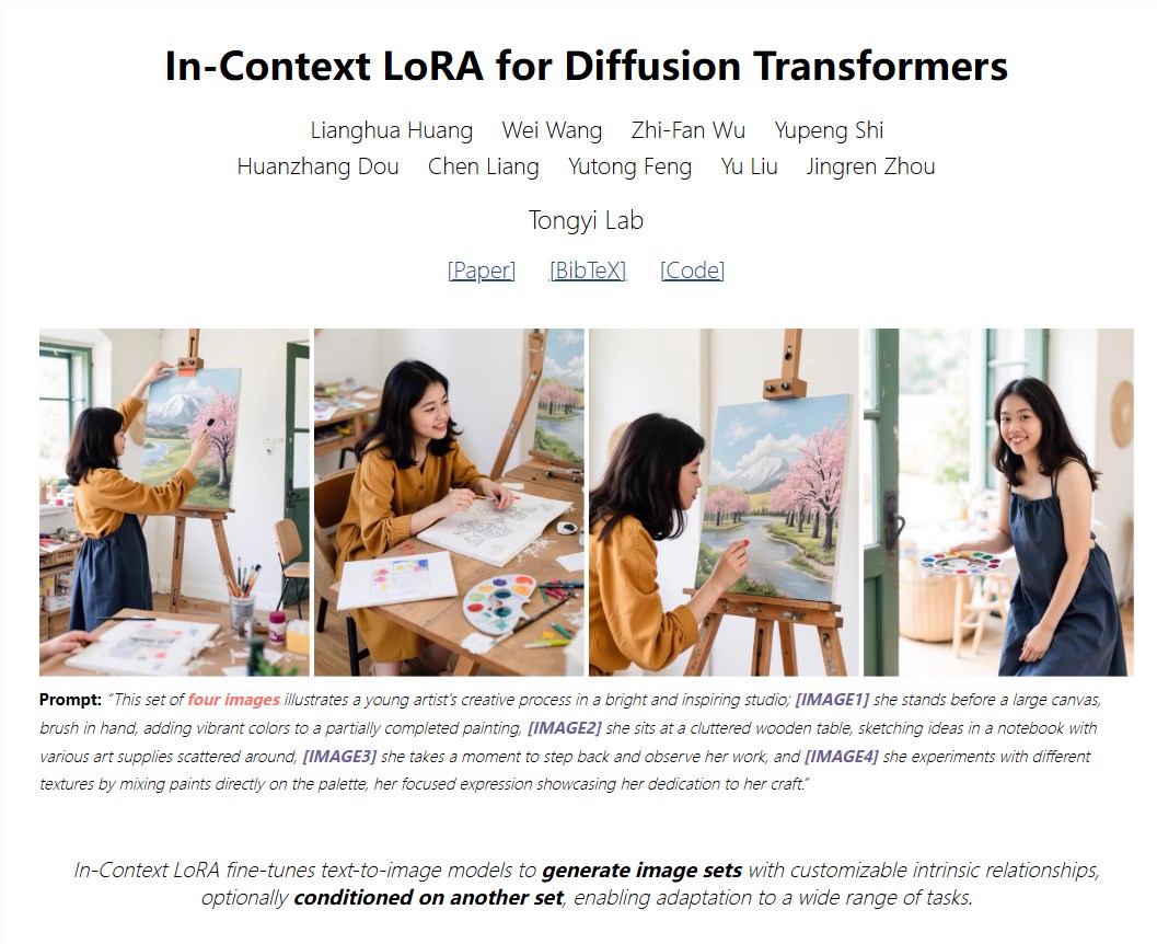Diffusion模型也能“举一反三”？阿里IC-LoRA给图像生成模型增加情节记忆力能力