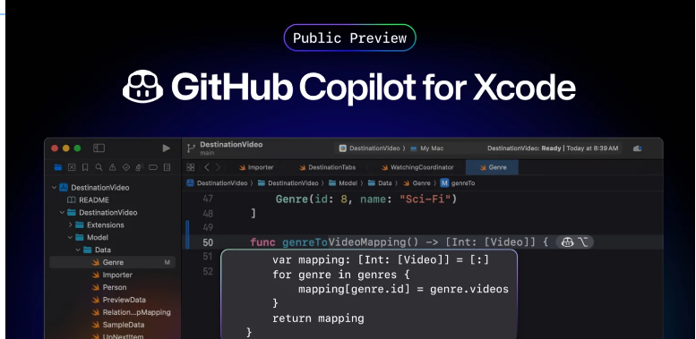 GitHubC0pilot现已支持Xcode，苹果开发者可以体验AI编码助手